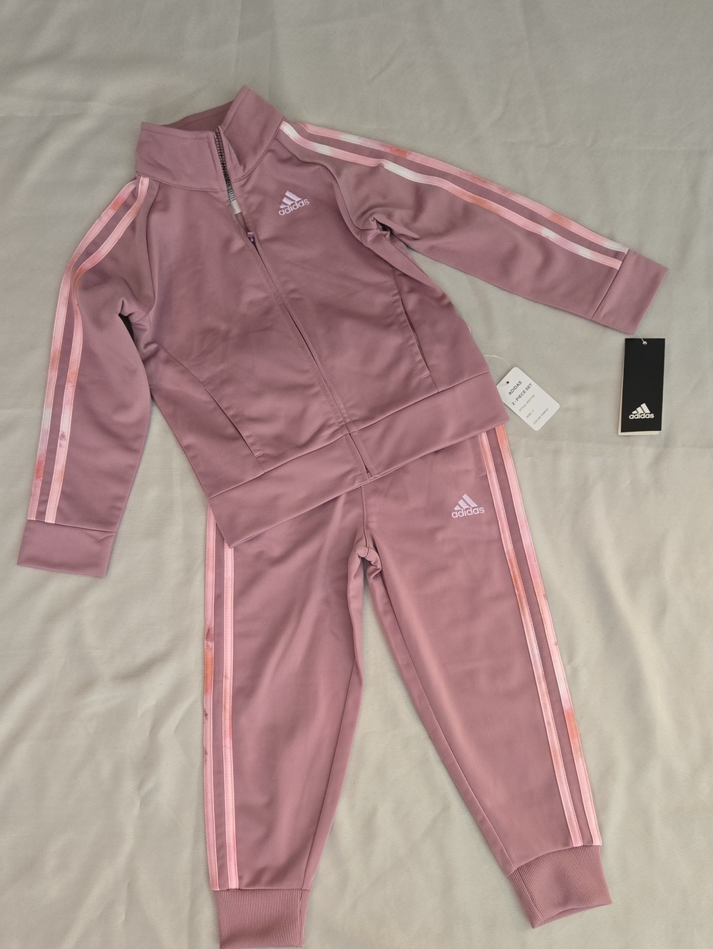 adidas Girls Pink Track Jacket and Pants Matching Set
